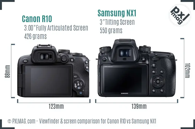 Canon R10 vs Samsung NX1 Screen and Viewfinder comparison