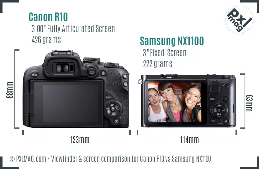 Canon R10 vs Samsung NX1100 Screen and Viewfinder comparison Canon R10 vs Samsung NX1100 Screen and Viewfinder comparison