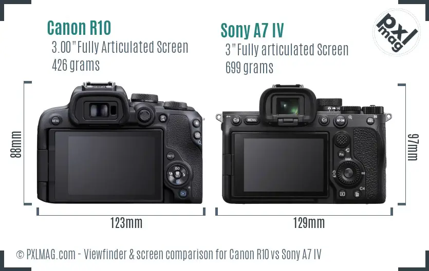 Canon R10 vs Sony A7 IV Screen and Viewfinder comparison