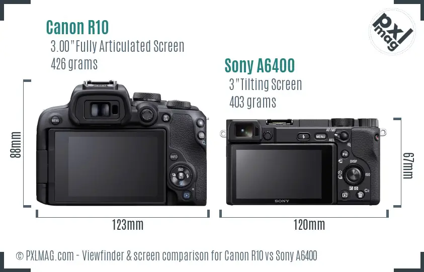 Canon R10 vs Sony A6400 Screen and Viewfinder comparison