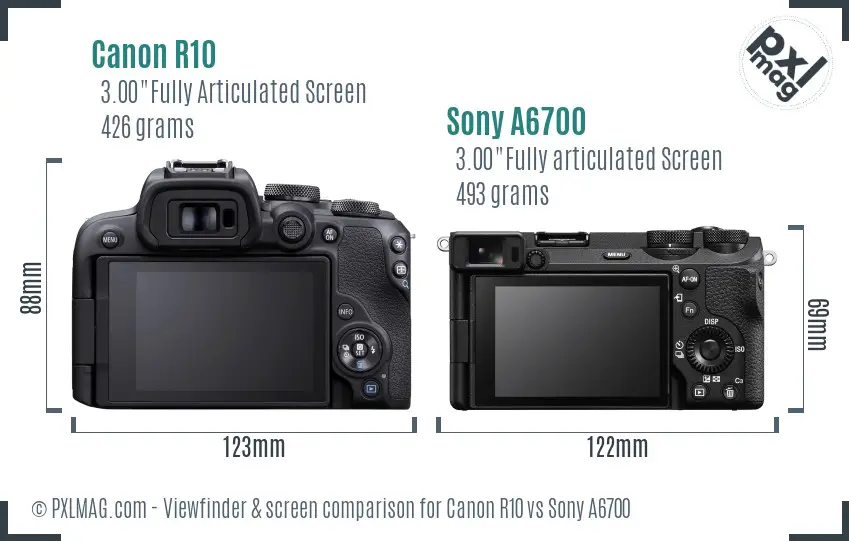 Canon R10 vs Sony A6700 Screen and Viewfinder comparison Canon R10 vs Sony A6700 Screen and Viewfinder comparison