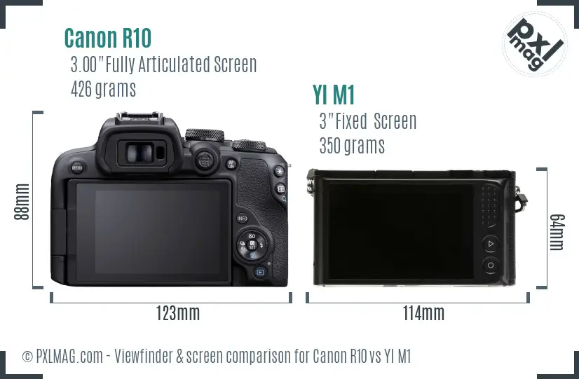 Canon R10 vs YI M1 Screen and Viewfinder comparison