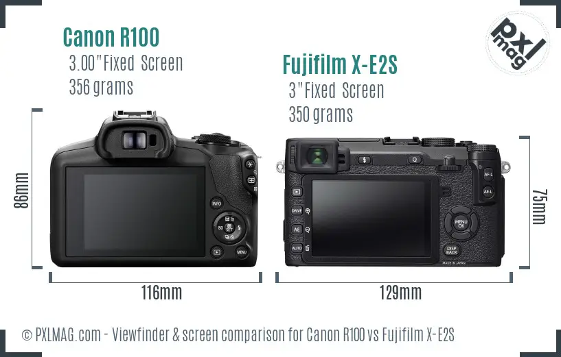 Canon R100 vs Fujifilm X-E2S Screen and Viewfinder comparison Canon R100 vs Fujifilm X-E2S Screen and Viewfinder comparison