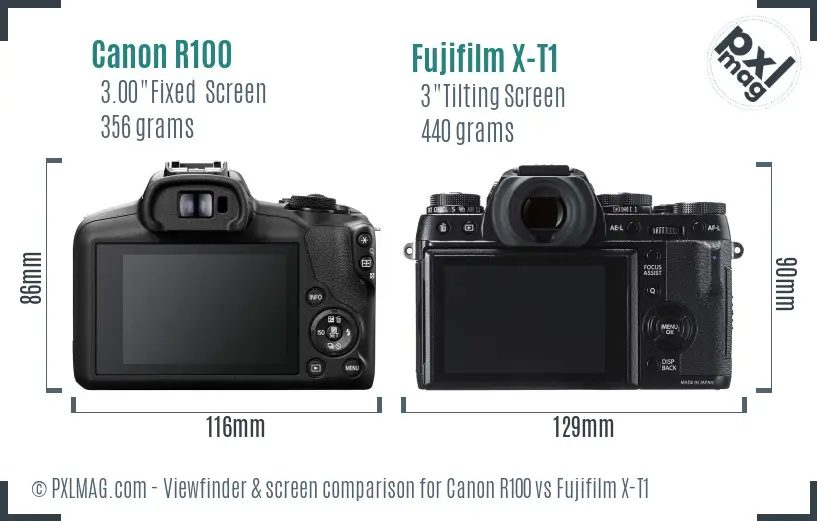 Canon R100 vs Fujifilm X-T1 Screen and Viewfinder comparison Canon R100 vs Fujifilm X-T1 Screen and Viewfinder comparison