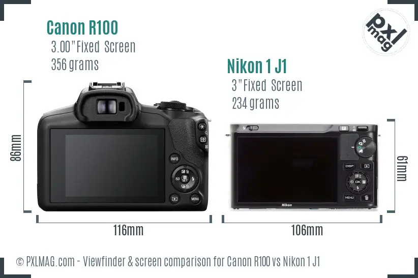 Canon R100 vs Nikon 1 J1 Screen and Viewfinder comparison Canon R100 vs Nikon 1 J1 Screen and Viewfinder comparison