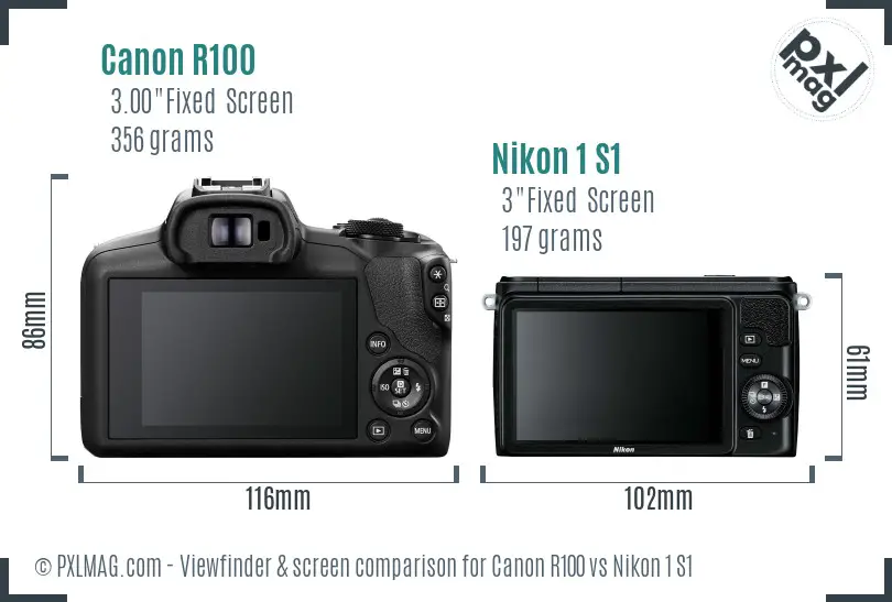Canon R100 vs Nikon 1 S1 Screen and Viewfinder comparison Canon R100 vs Nikon 1 S1 Screen and Viewfinder comparison