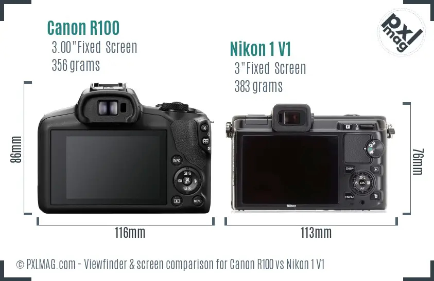 Canon R100 vs Nikon 1 V1 Screen and Viewfinder comparison