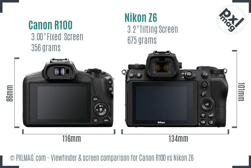 Canon R100 vs Nikon Z6 Screen and Viewfinder comparison