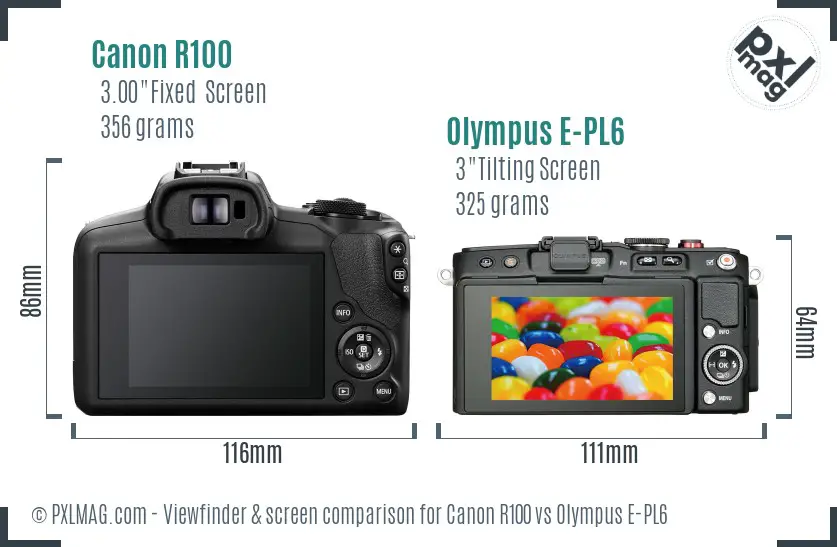 Canon R100 vs Olympus E-PL6 Screen and Viewfinder comparison Canon R100 vs Olympus E-PL6 Screen and Viewfinder comparison