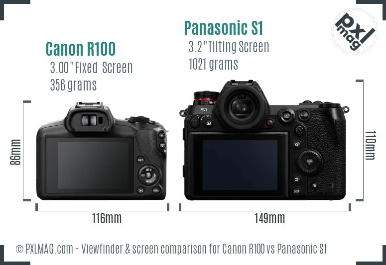 Canon R100 vs Panasonic S1 Screen and Viewfinder comparison