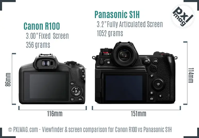 Canon R100 vs Panasonic S1H Screen and Viewfinder comparison