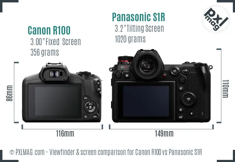 Canon R100 vs Panasonic S1R Screen and Viewfinder comparison