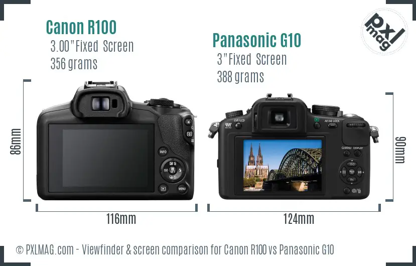 Canon R100 vs Panasonic G10 Screen and Viewfinder comparison