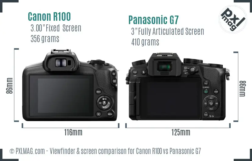 Canon R100 vs Panasonic G7 Screen and Viewfinder comparison