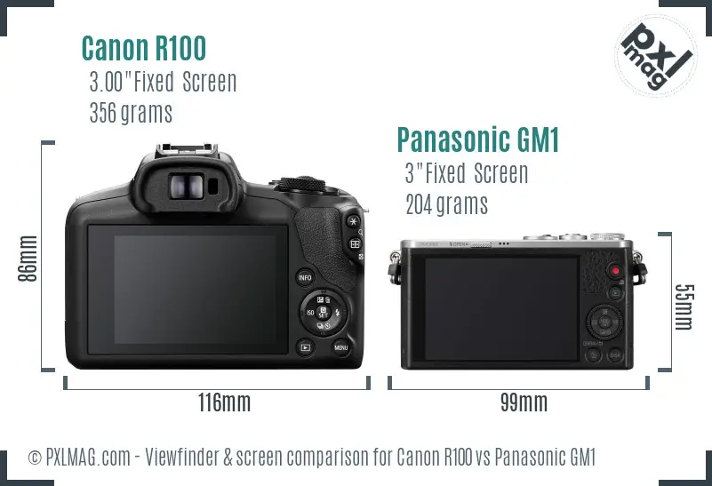 Canon R100 vs Panasonic GM1 Screen and Viewfinder comparison Canon R100 vs Panasonic GM1 Screen and Viewfinder comparison