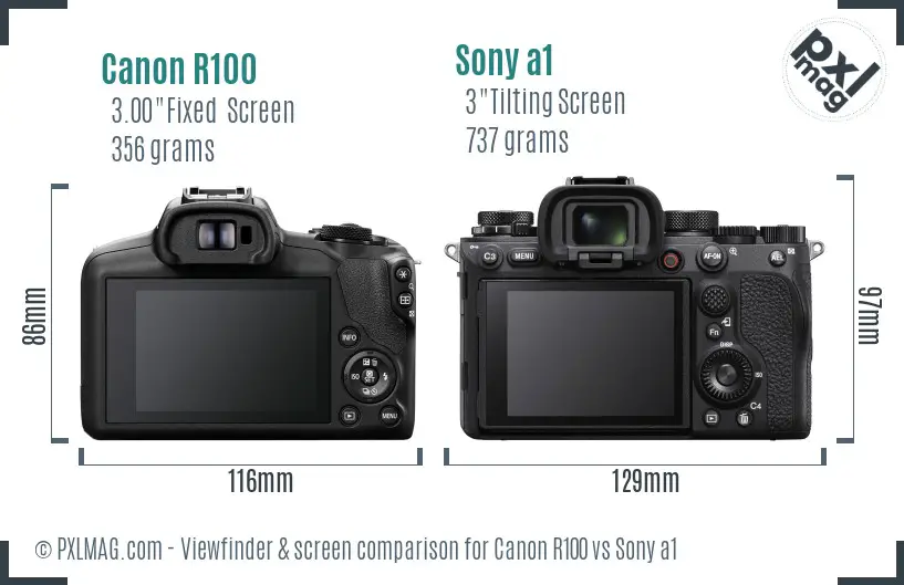 Canon R100 vs Sony a1 Screen and Viewfinder comparison