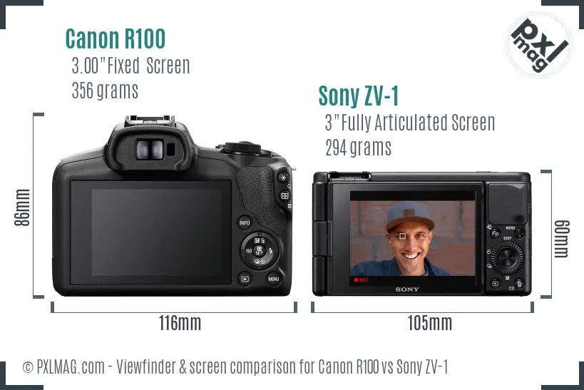 Canon R100 vs Sony ZV-1 Screen and Viewfinder comparison Canon R100 vs Sony ZV-1 Screen and Viewfinder comparison