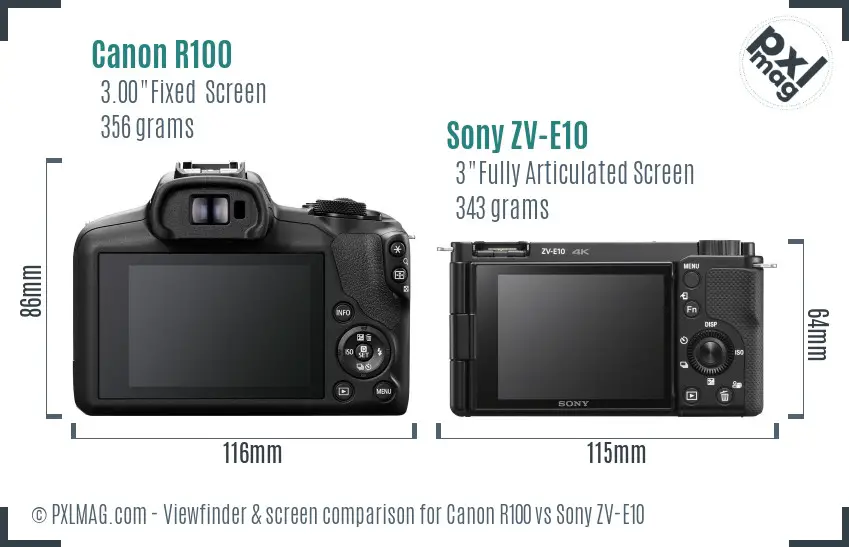 Canon R100 vs Sony ZV-E10 Screen and Viewfinder comparison