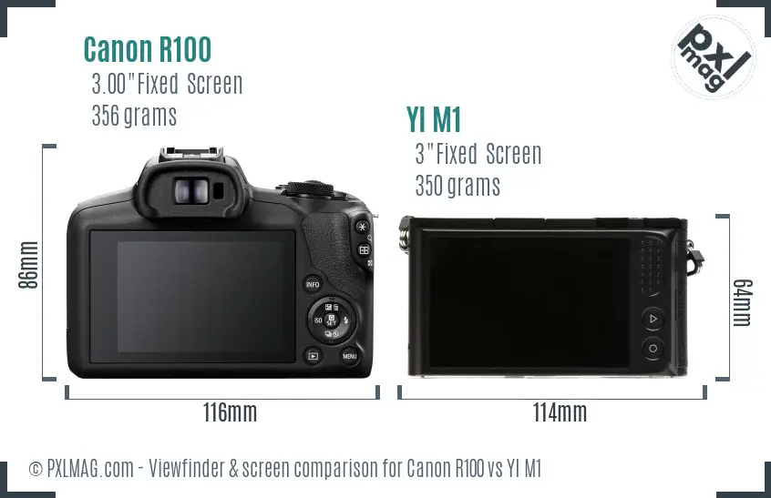 Canon R100 vs YI M1 Screen and Viewfinder comparison