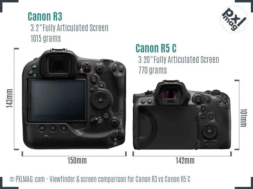 Canon R3 vs Canon R5 C Screen and Viewfinder comparison