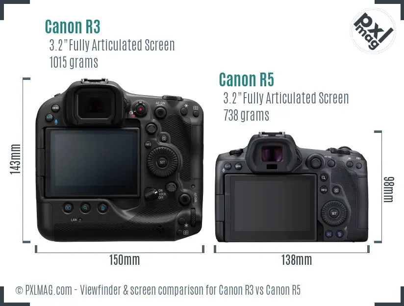 Canon R3 vs Canon R5 Screen and Viewfinder comparison