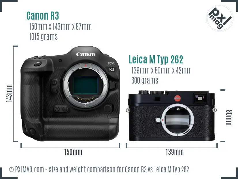Canon R3 vs Leica M Typ 262 size comparison
