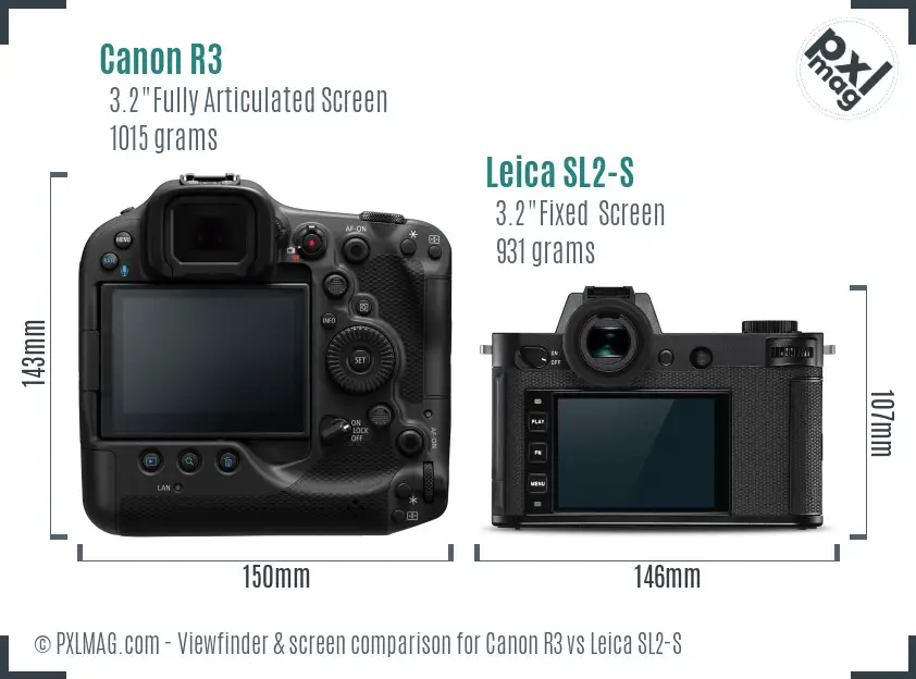 Canon R3 vs Leica SL2-S Screen and Viewfinder comparison