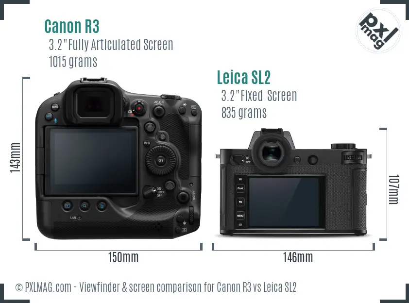 Canon R3 vs Leica SL2 Screen and Viewfinder comparison
