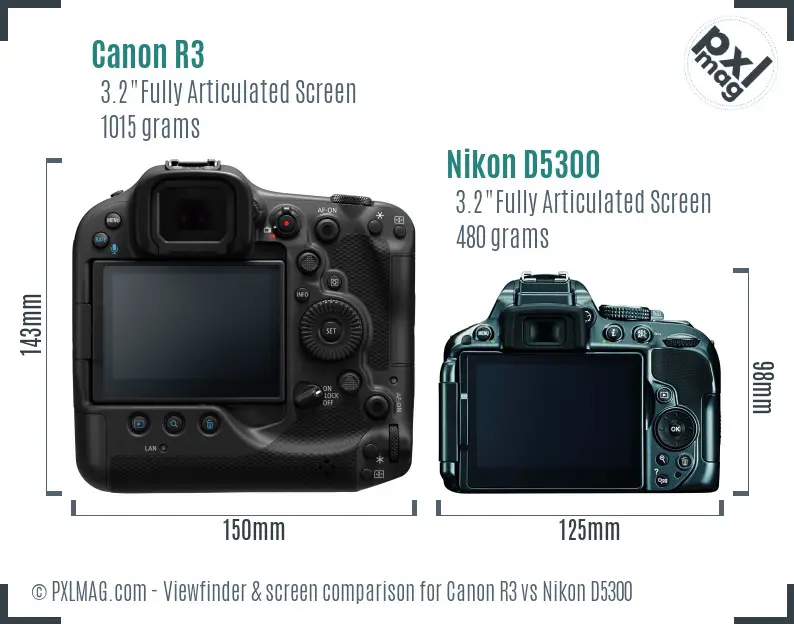 Canon R3 vs Nikon D5300 Screen and Viewfinder comparison Canon R3 vs Nikon D5300 Screen and Viewfinder comparison