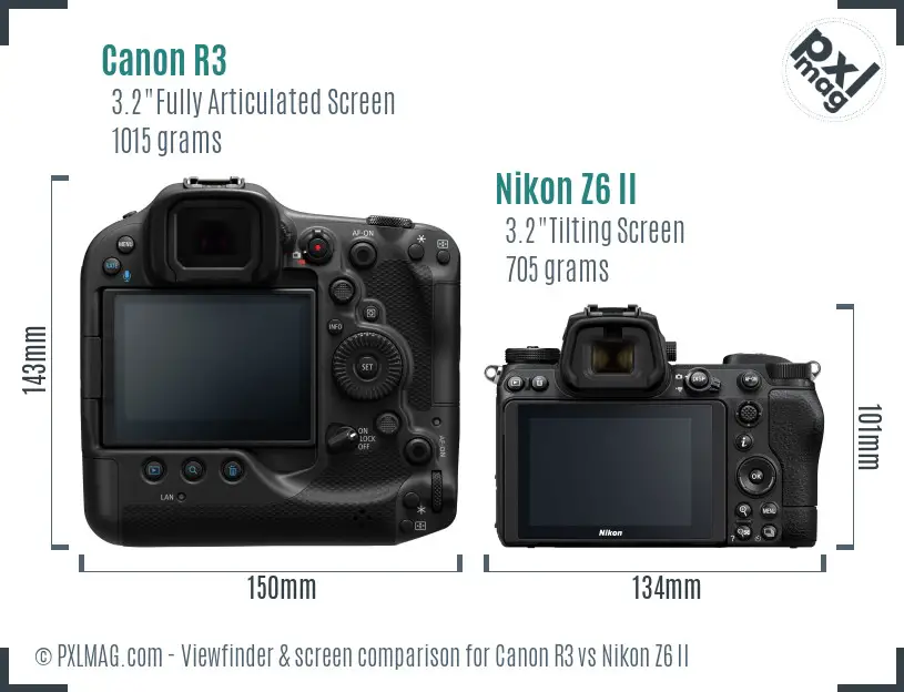 Canon R3 vs Nikon Z6 II Screen and Viewfinder comparison