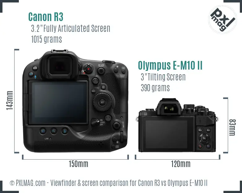 Canon R3 vs Olympus E-M10 II Screen and Viewfinder comparison Canon R3 vs Olympus E-M10 II Screen and Viewfinder comparison