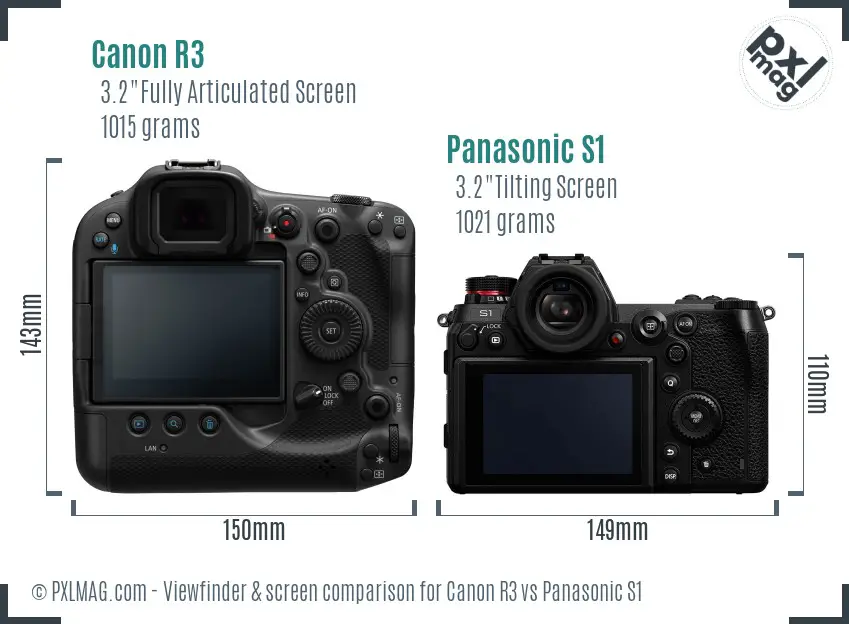 Canon R3 vs Panasonic S1 Screen and Viewfinder comparison