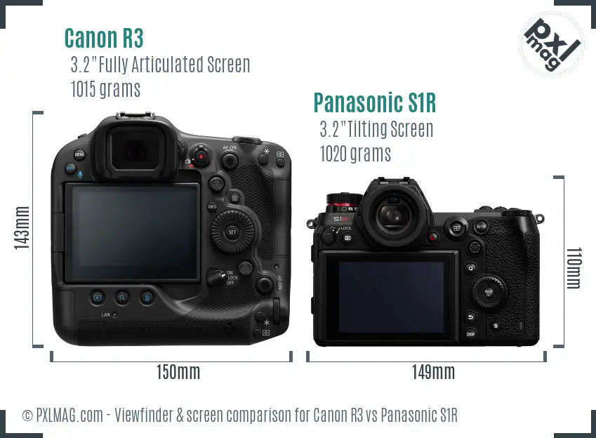 Canon R3 vs Panasonic S1R Screen and Viewfinder comparison