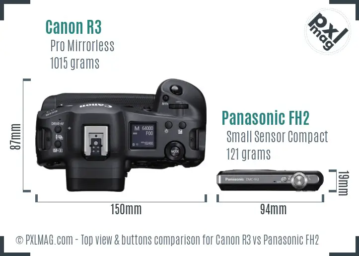 Canon R3 vs Panasonic FH2 top view buttons comparison