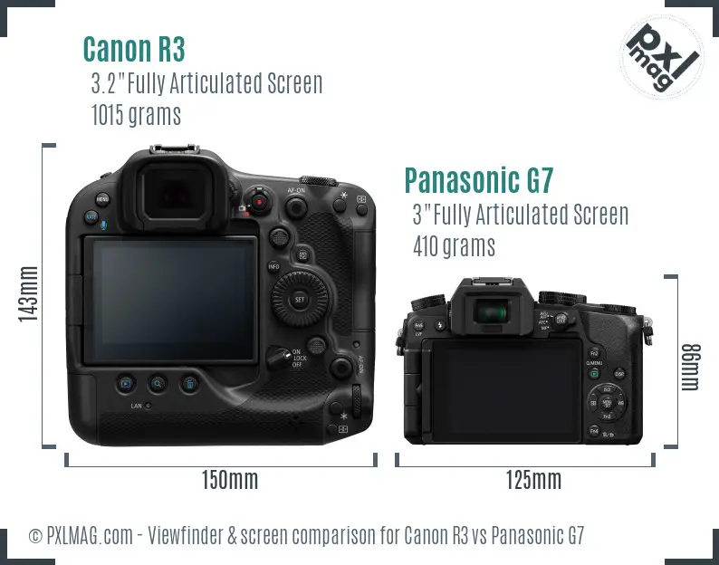 Canon R3 vs Panasonic G7 Screen and Viewfinder comparison Canon R3 vs Panasonic G7 Screen and Viewfinder comparison