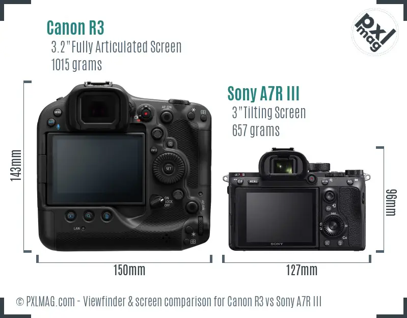 Canon R3 vs Sony A7R III Screen and Viewfinder comparison