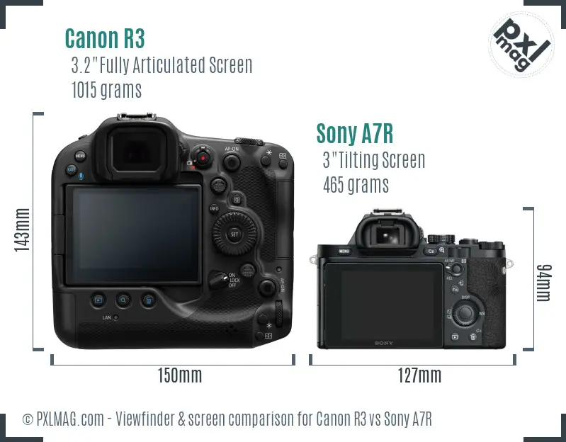 Canon R3 vs Sony A7R Screen and Viewfinder comparison