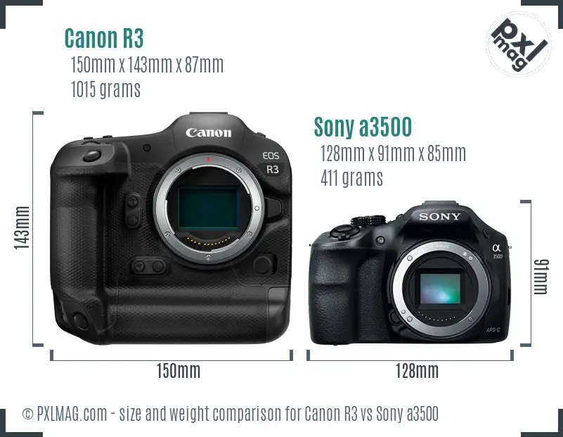 Canon R3 vs Sony a3500 size comparison Canon R3 vs Sony a3500 size comparison