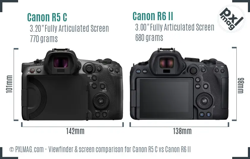 Canon R5 C vs Canon R6 II Screen and Viewfinder comparison