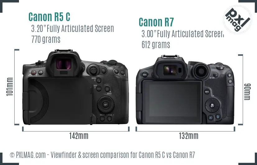Canon R5 C vs Canon R7 Screen and Viewfinder comparison Canon R5 C vs Canon R7 Screen and Viewfinder comparison