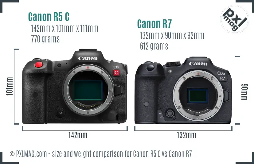 Canon R5 C vs Canon R7 size comparison Canon R5 C vs Canon R7 size comparison