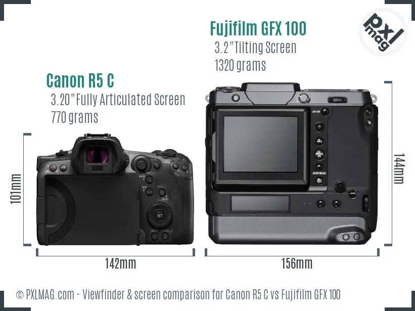 Canon R5 C vs Fujifilm GFX 100 Screen and Viewfinder comparison