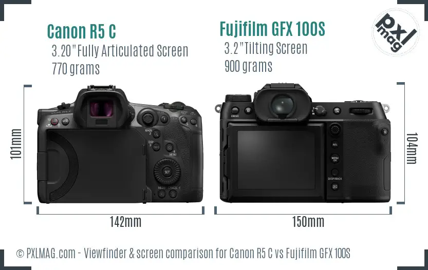 Canon R5 C vs Fujifilm GFX 100S Screen and Viewfinder comparison