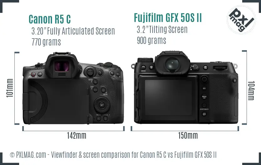 Canon R5 C vs Fujifilm GFX 50S II Screen and Viewfinder comparison