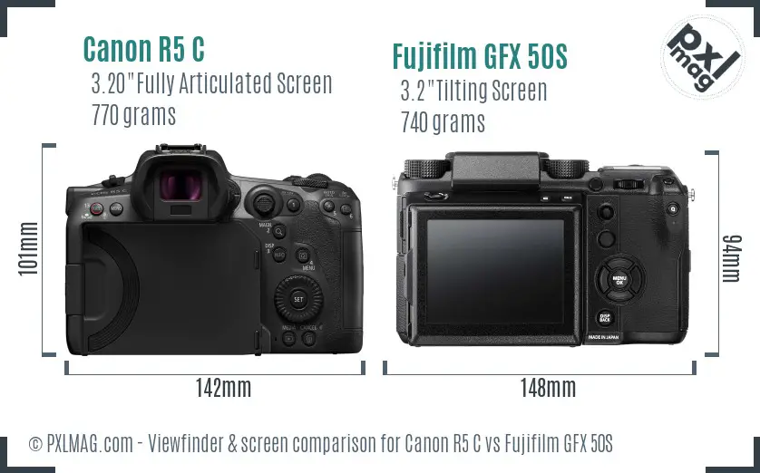 Canon R5 C vs Fujifilm GFX 50S Screen and Viewfinder comparison