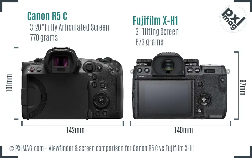 Canon R5 C vs Fujifilm X-H1 Screen and Viewfinder comparison