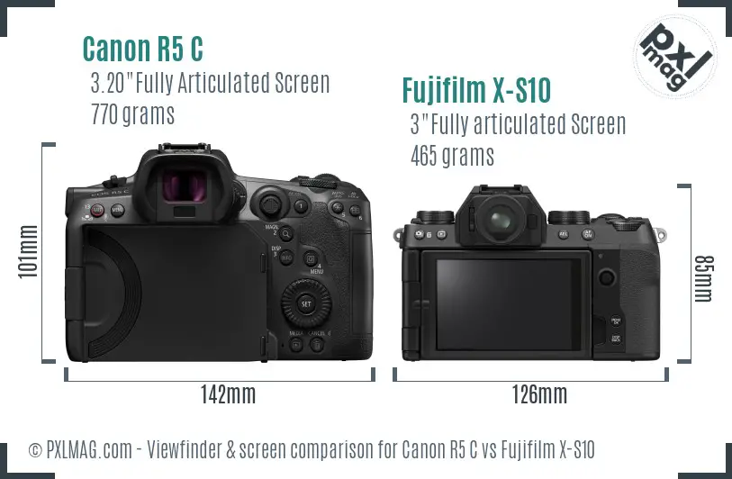 Canon R5 C vs Fujifilm X-S10 Screen and Viewfinder comparison