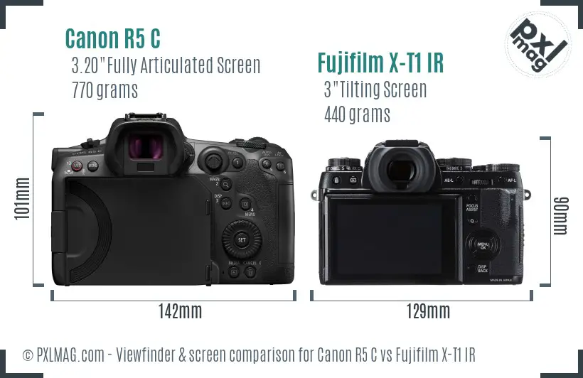 Canon R5 C vs Fujifilm X-T1 IR Screen and Viewfinder comparison