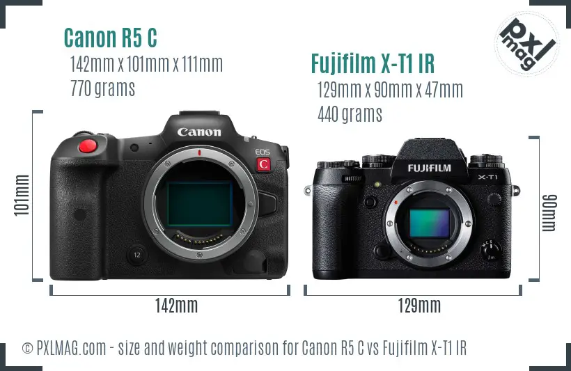 Canon R5 C vs Fujifilm X-T1 IR size comparison