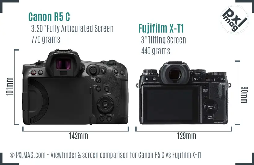 Canon R5 C vs Fujifilm X-T1 Screen and Viewfinder comparison Canon R5 C vs Fujifilm X-T1 Screen and Viewfinder comparison